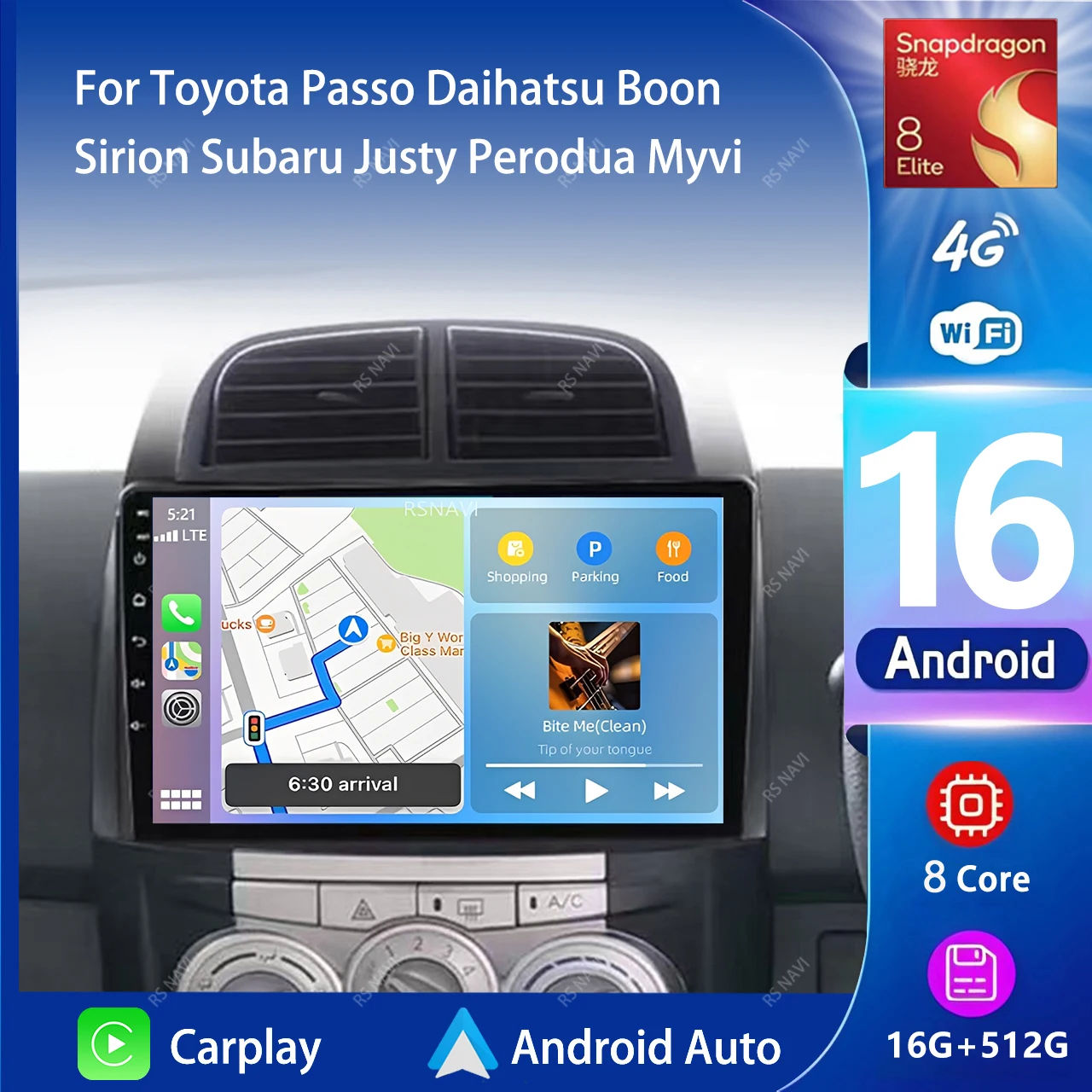 Radio Multimedia para Auto con Pantalla 2K, Android 16, Carplay, GPS, para Toyota Passo, Daihatsu Boon, Sirion, Subaru, Autoradio Estéreo