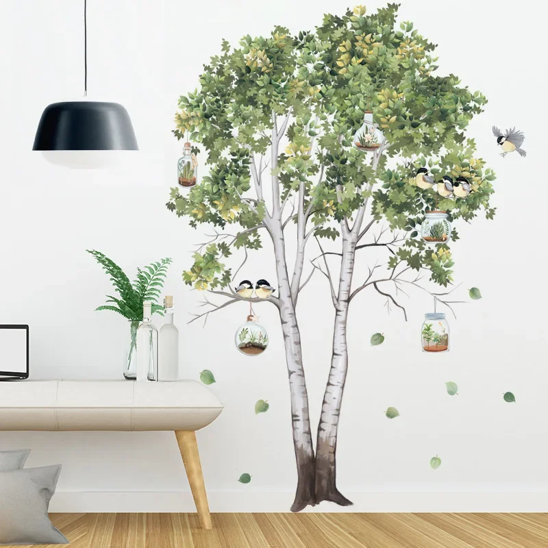 Pegatinas de pared de árbol nórdico grande, decoración de sala de estar, dormitorio, calcomanías de pared extraíbles, pegatinas de decoración del hogar