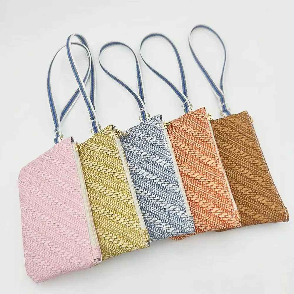 1PCS Women's wrist rope coin purse New wheatgrain woven wrist bag Key coin change card storage bag Fashion small handbag