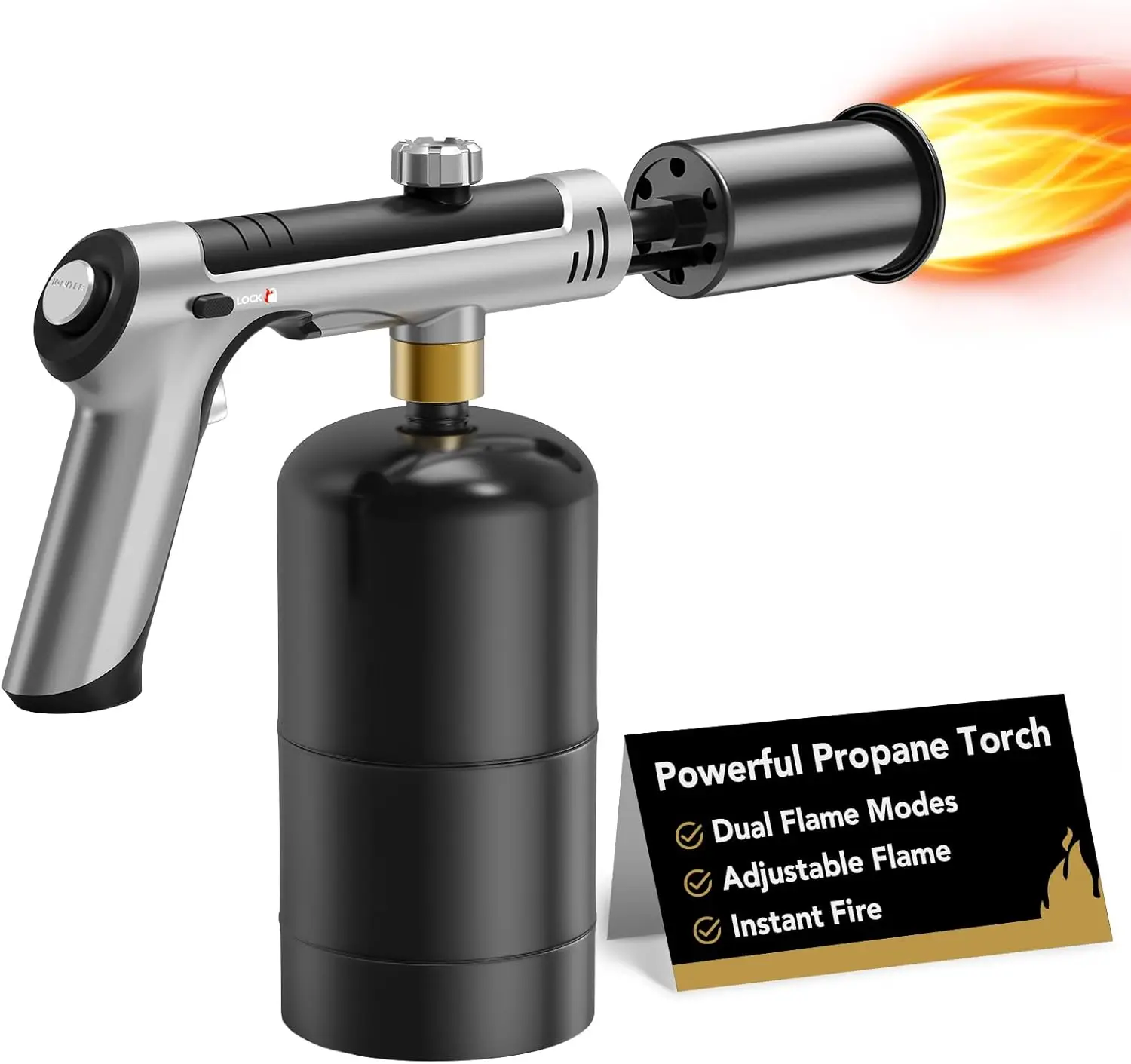 

Adjustable Kitchen Torch for Sous Vide, Searing Steak & BBQ, One-Touch Max Fire, Tank Not Included