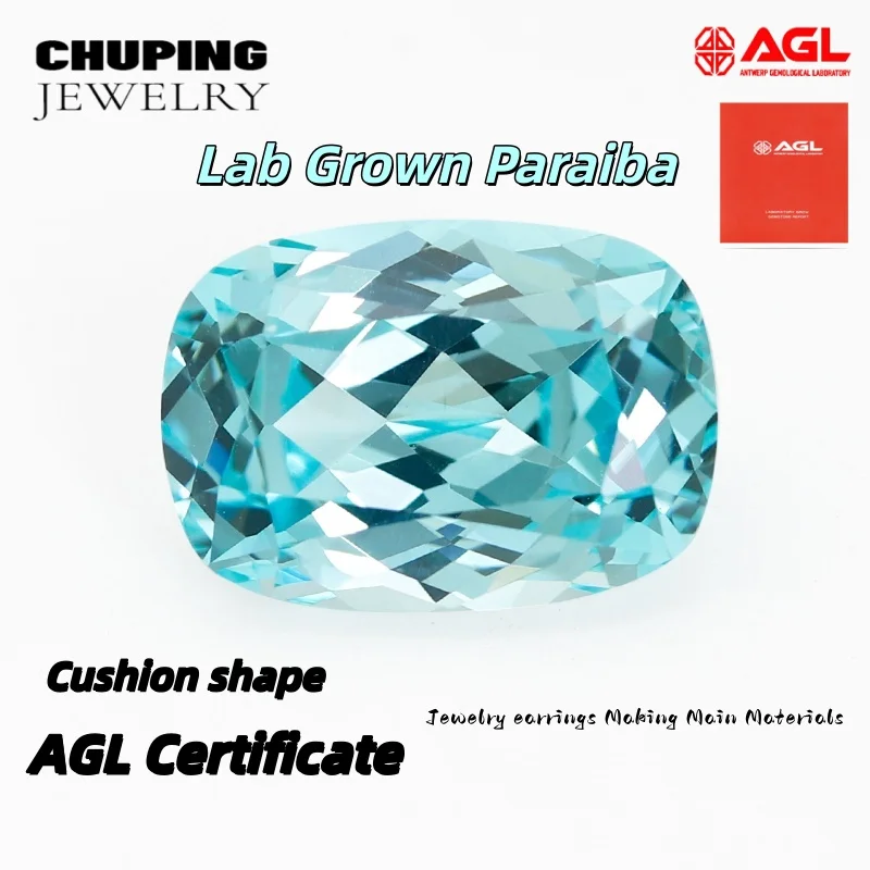 

Искусственный синтетический драгоценный камень Czochralski Lab Grown Paraiba огранки «кушон» с сертификатом AGL, подходит для изготовления ювелирных изделий