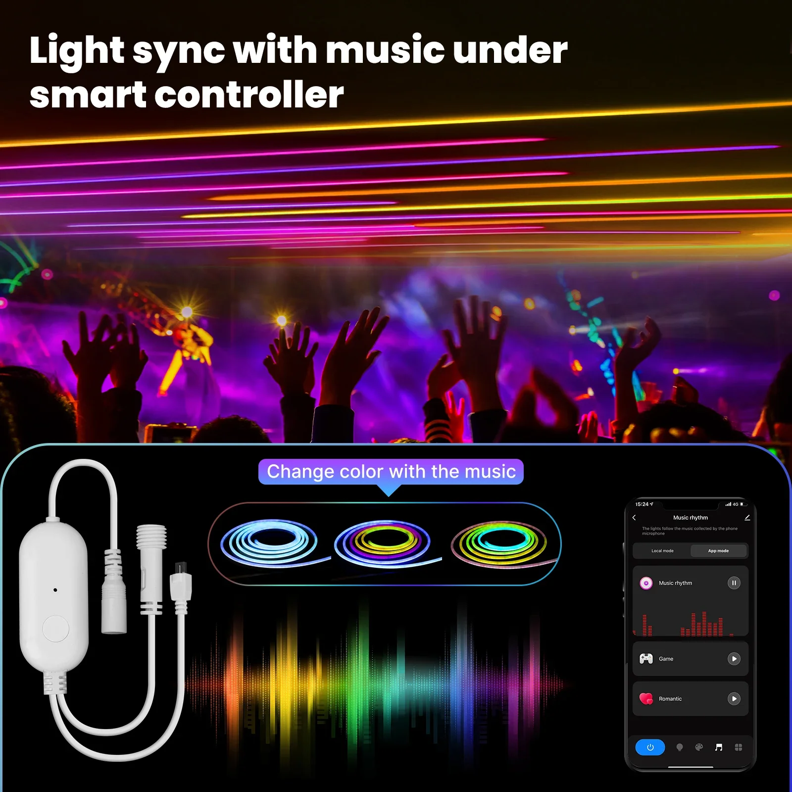 MOES Wifi Smart Neon LED Light Strip 16 Million RGB Color Rope Lamp for TV Backlight, party Decor Work with Alexa Google Home