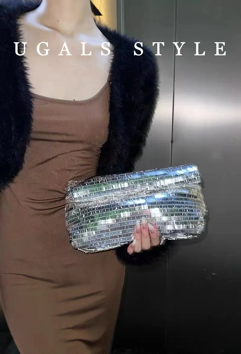 Luxury Designer Bling Shiny Sequins Evening Bag Glitter Fashion Women\'s Handbag Wedding Party Clutch Purse Banquet Dress Bag