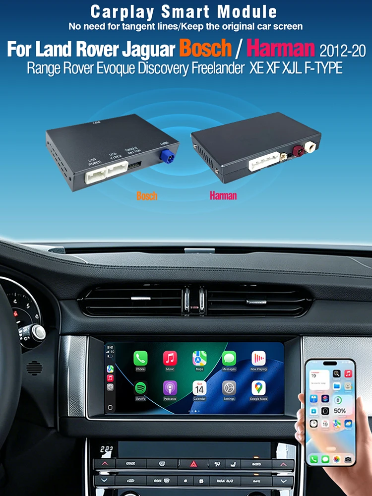 AUTOTOP Draadloze Carplay Android Auto Decoder voor Land Rover Jaguar Bosch Harman Evoque XE XF XJL Mirror Link AUX BT Automodule