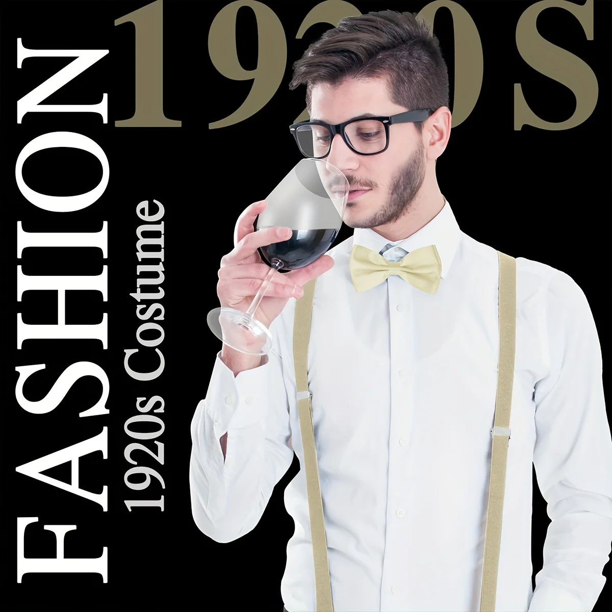 Zestaw akcesoriów do kostiumów gangsterskich z lat 20. XX w. dla mężczyzn - zestaw do makijażu Gatsby z zegarkiem kieszonkowym w stylu vintage, regulowany