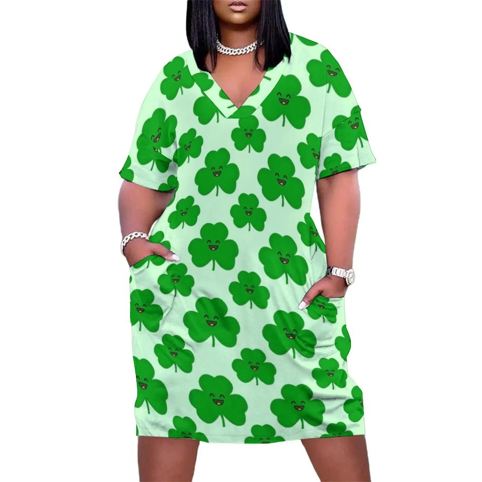 Happy Shamrock Loose Pocket Dress fairy dress summer women's dress 2025 birthday for women luxury 2025