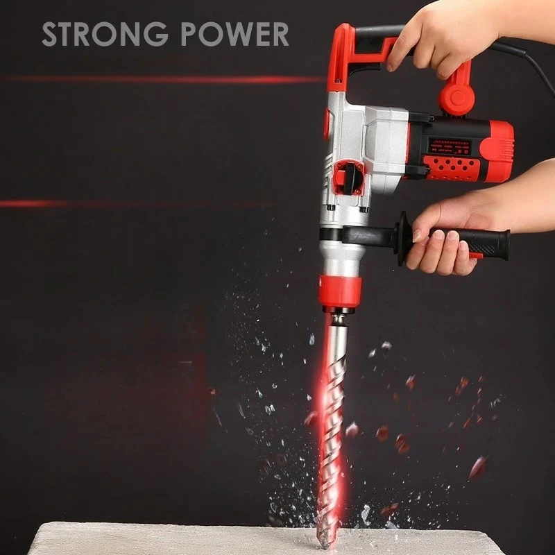 110V/220V Multifunctional Electric Hammer Drill,  Impact Electric Pick for Concrete Industrial Home Use