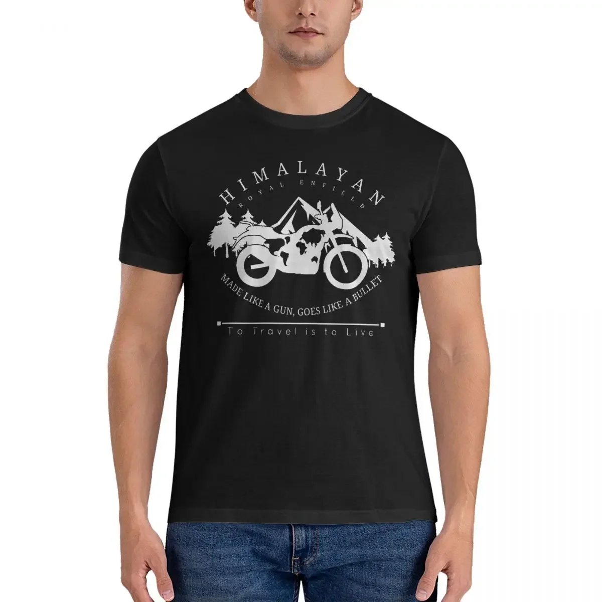 Men's HIMALAYAN Designs By FASHION THERAPY T Shirt R-Royal Enfield Pure Cotton Clothing Awesome Short Sleeve O Neck