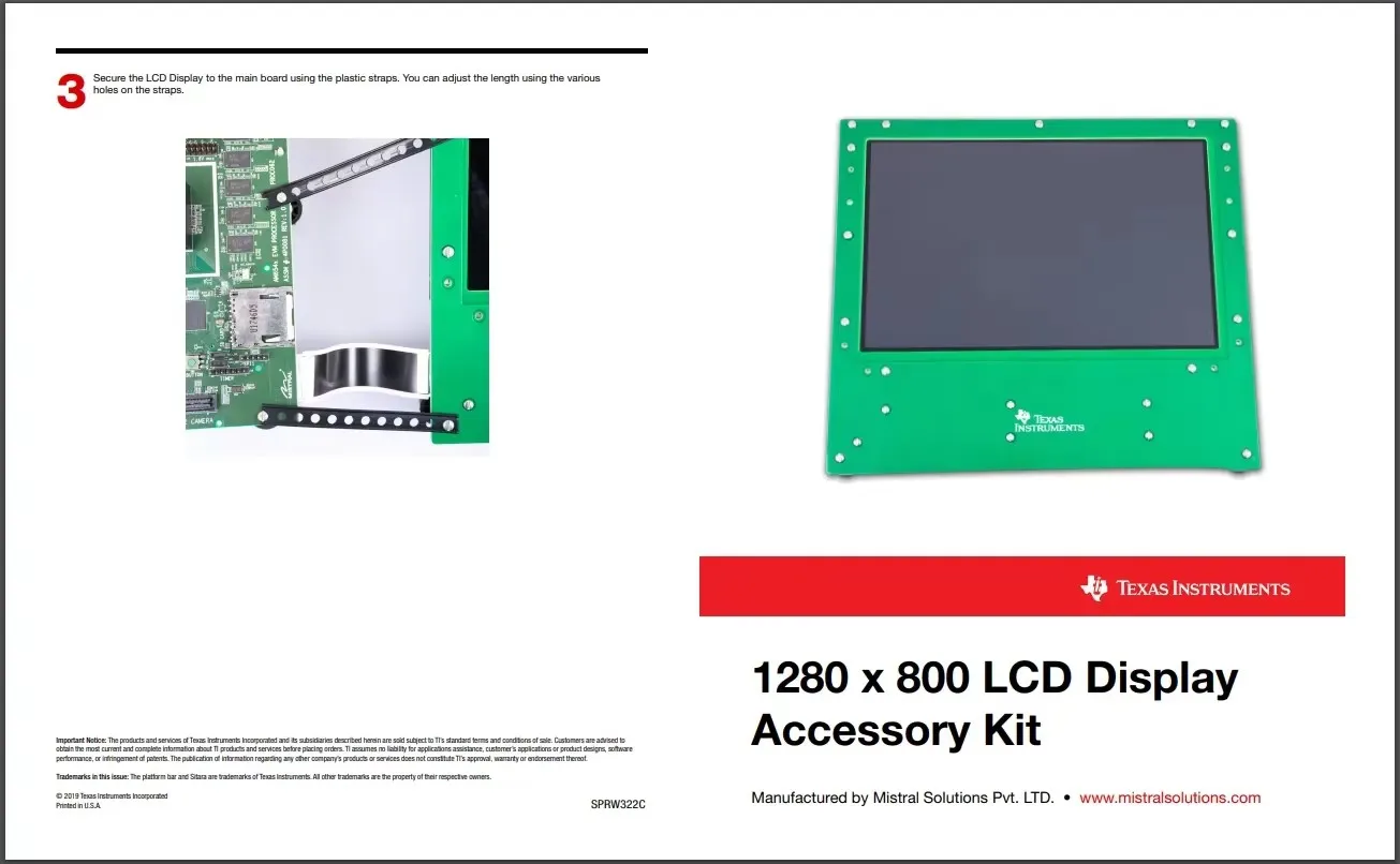 TMDSLCD1EVM 1280x800 LCD display accessory kit AM65 IDK TMDX654IDKEVM new development board