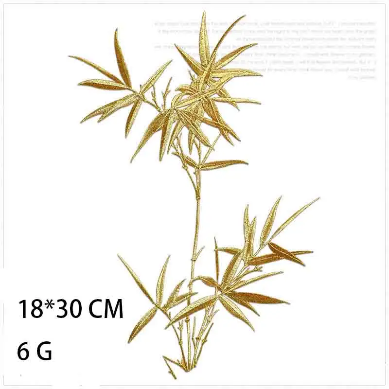 1 Piece Chinese Bamboo Iron on Embroidered Patch 18*30 CM Oriental Plant Appliqué Hanfu Clothing Bag DIY Decor Patch