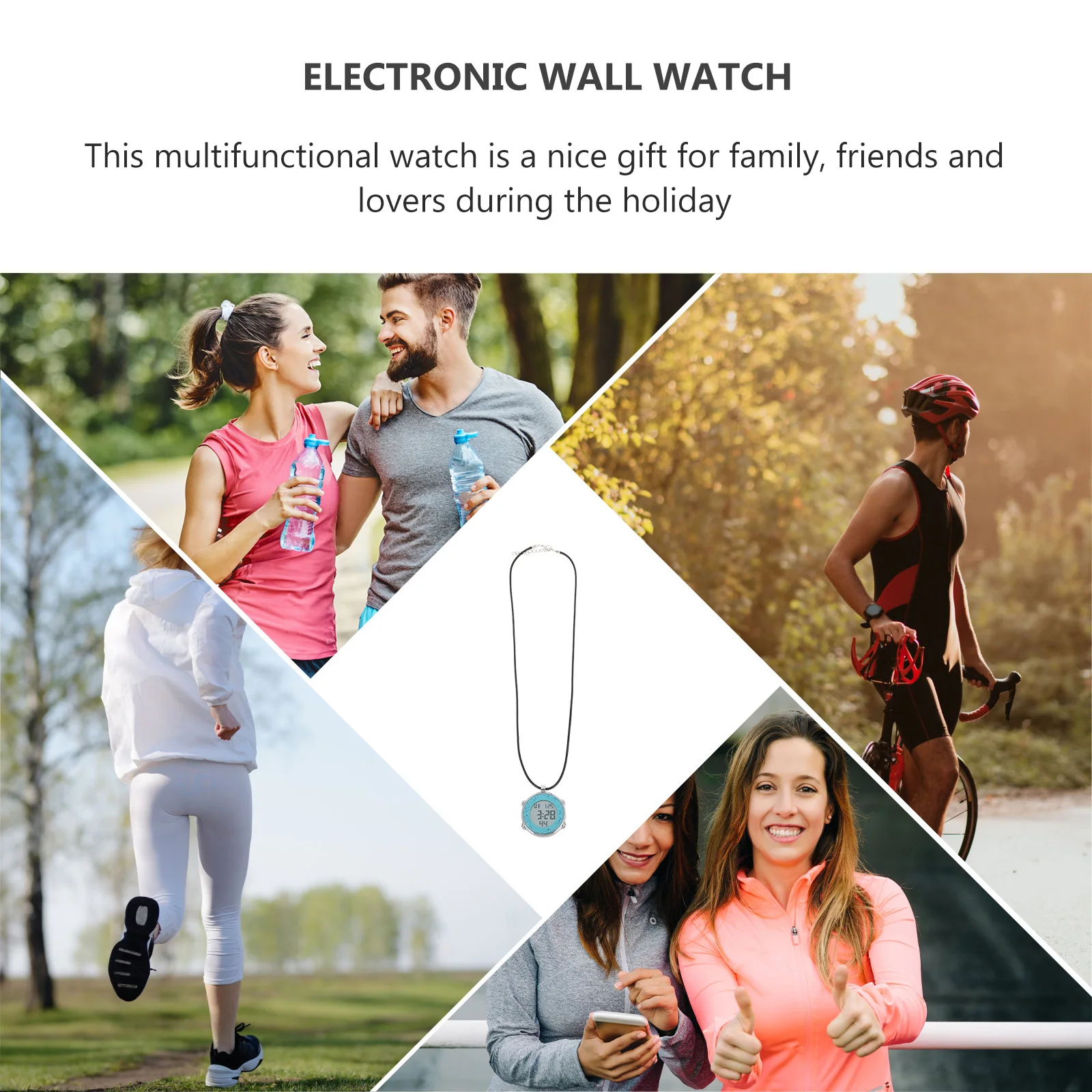 

Digital Hanging Chronograph Electronic Neck Hanging Calendar Alarm Watch 24h Week Month Electronic Pocket Watch Necklace Gifts
