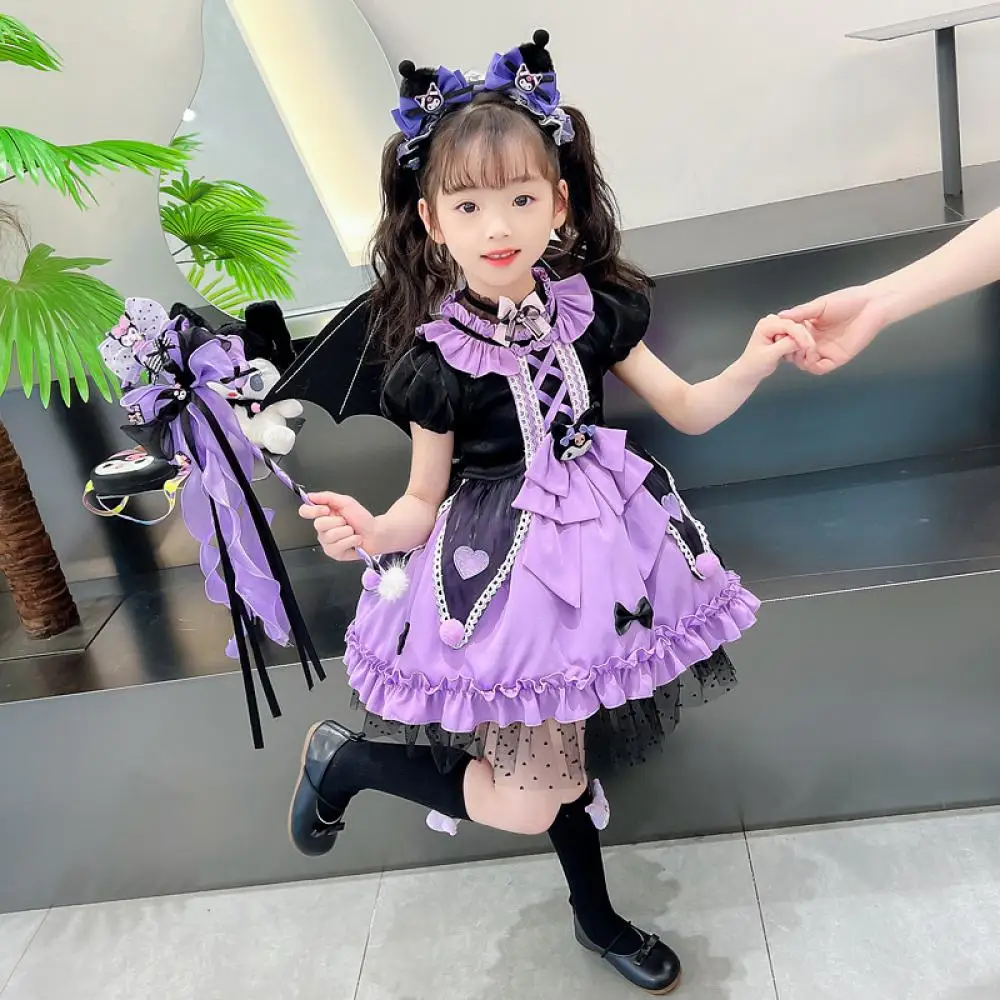 Anime Kawaii Kuromi Lolita Cosplay vestido de princesa Sanrios niños vestidos de dibujos animados de alta calidad falda acampanada lindo vestido de fiesta para niñas