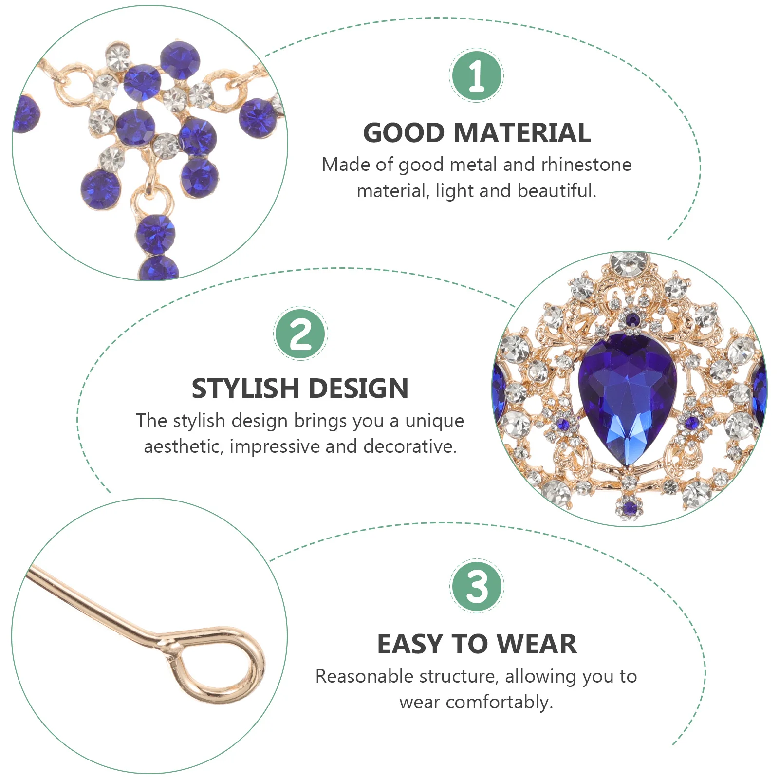 

1Set Crown Necklace Earring Set Stylish Jewelry Wedding Prom Party Accessories Women Elegant Jewelry