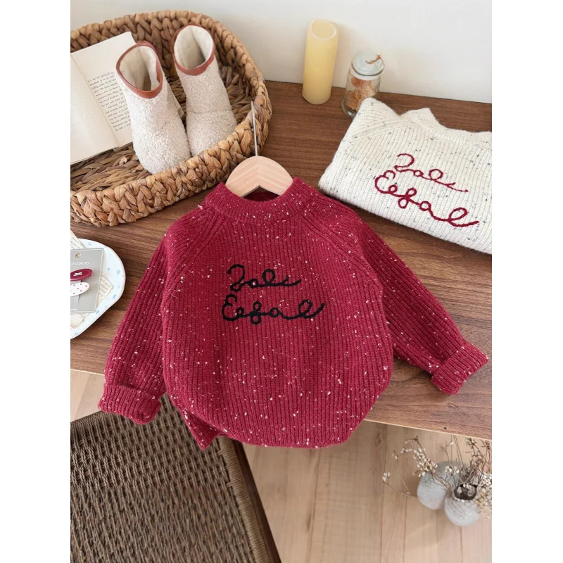 

Girls' Sweater2025Autumn Winter New Style Baby Girl Autumn Winter Children's Warm Thick Knitted Top Fashionable Children's Cloth