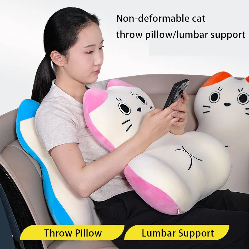 1 Piece of Backrest Waist Support Memory Foam Cartoon Cat Birthday Gift Car Lumbar Support Bedside Cushion Sofa Pillow Pillow