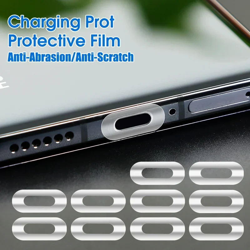 100/10pcs Charging Port Protector Film Sticker for IPhone 13 12 11Pro Samsung Xiaomi Universal Phone Type-C Dustproof Sticker