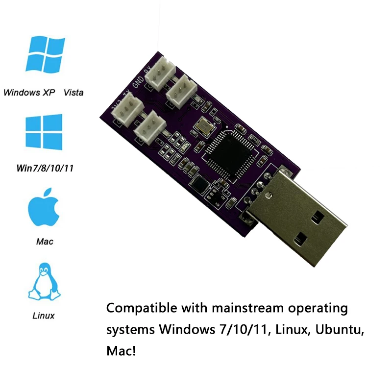 

USB на 4-канальный TTL Встроенная макетная плата ПК Инструмент последовательной связи Ноутбук USB4-канальный TTL Программирование Отладка
