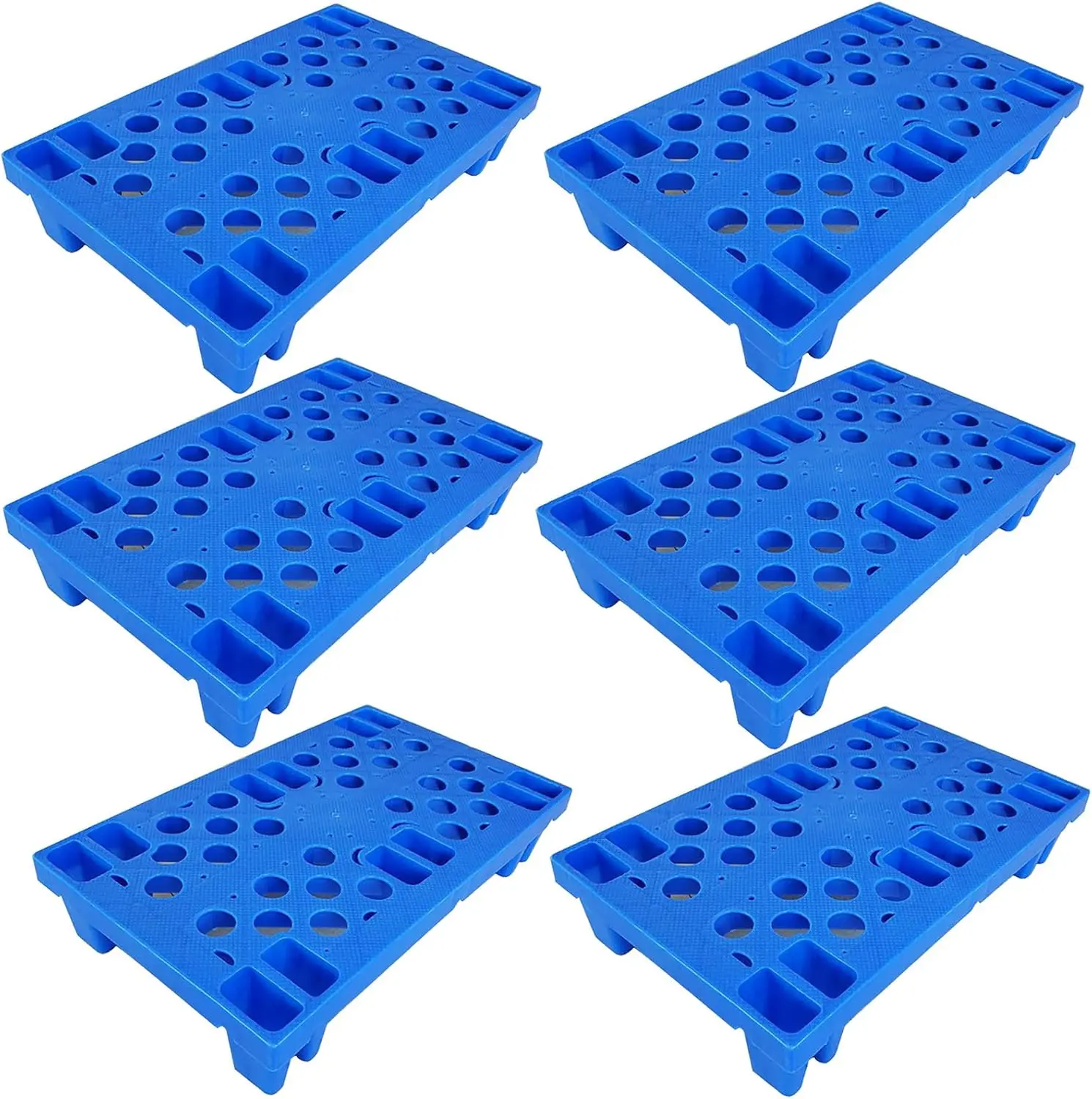 

Lightweight Nestable Blue Plastic Pallets, 6pcs Moisture-Proof Mini Floor Pallets for Kitchen Shop Storage