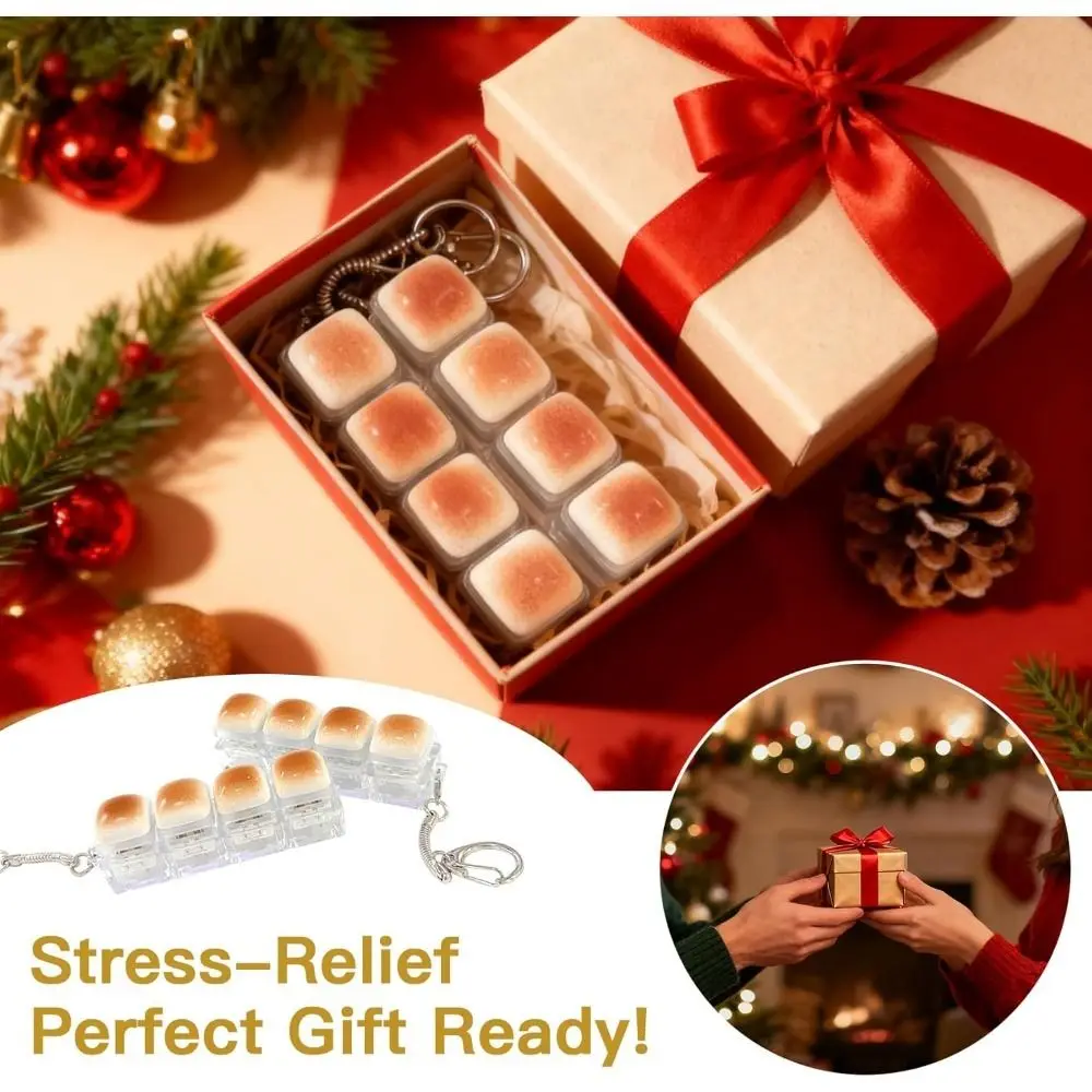Caramel Bread Design Button Keycap Fidget Keychain with Light DIY Finger Keyboard Cap Keys Button Relief Stress