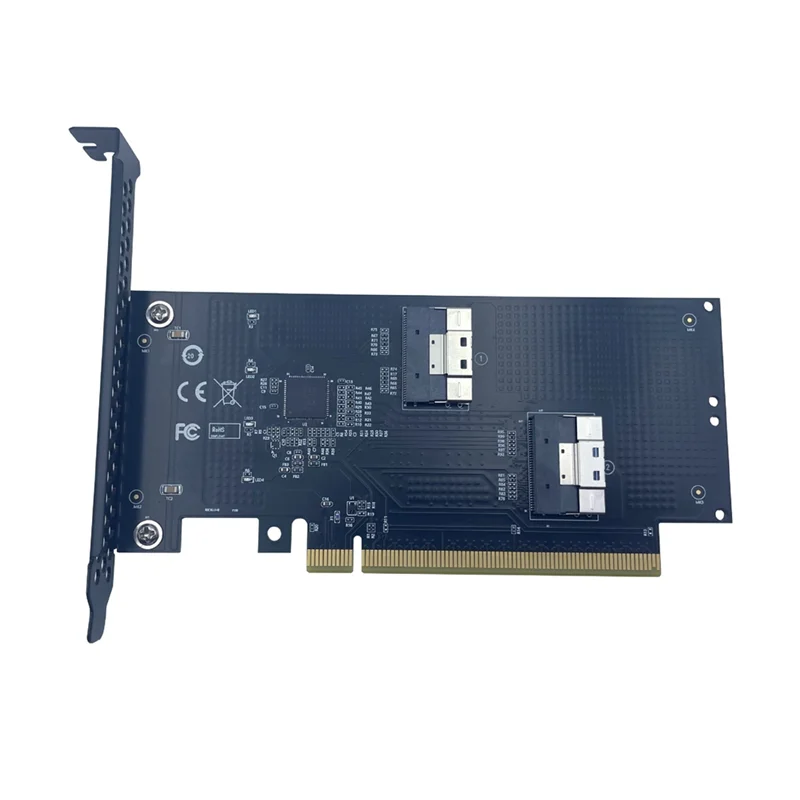 PCIe 4.0x16 to Dual SlimSAS SFF-8654 8i Adapter Card 2-Port PCI Express Riser Expansion Card for U.2 NVMe SSD Server Workstation