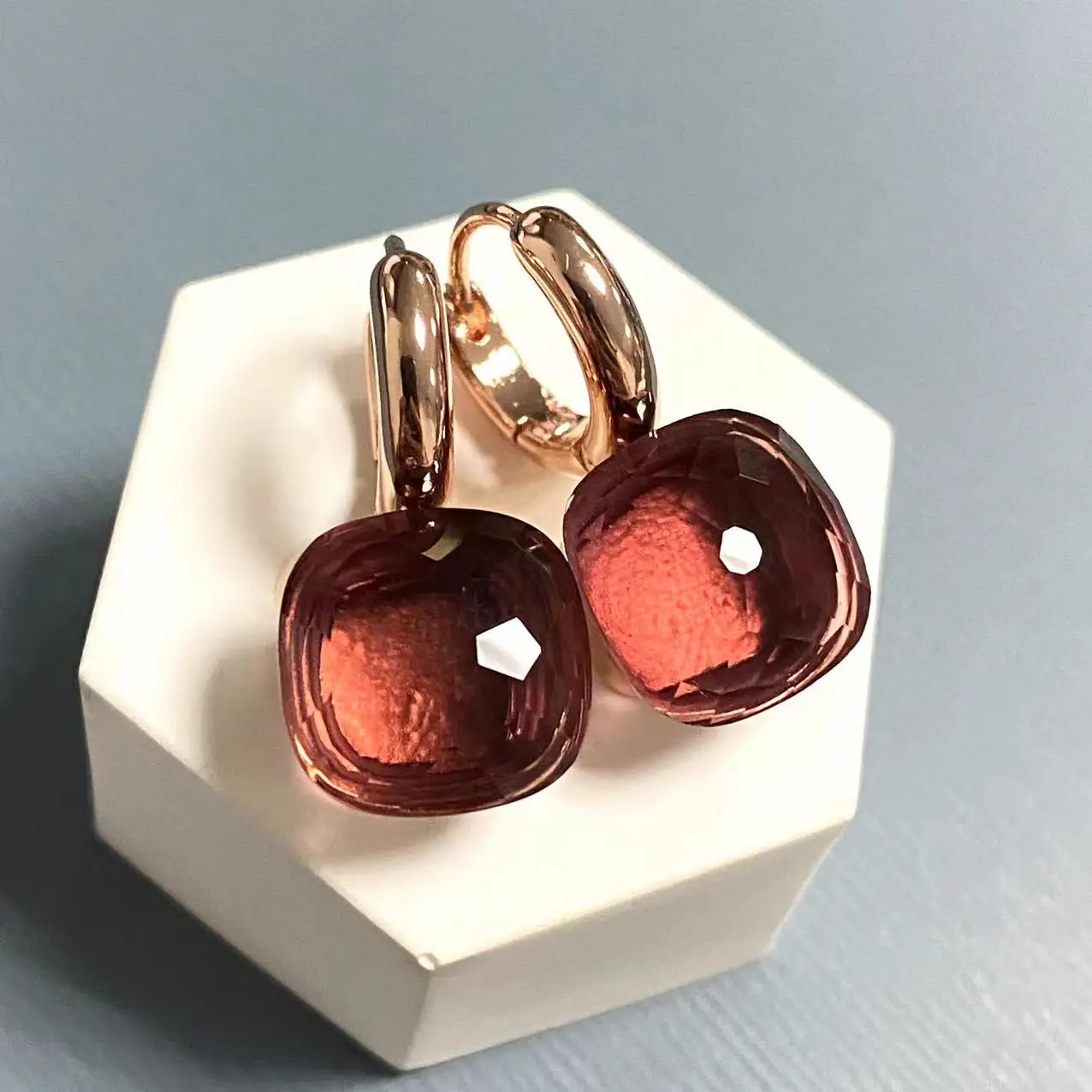 

KAISQJEW 11.6mm Classic Nudo Earrings For Women Amethyst Crystal Earrings Square Candy Colors Earrings Fashion Jewelry