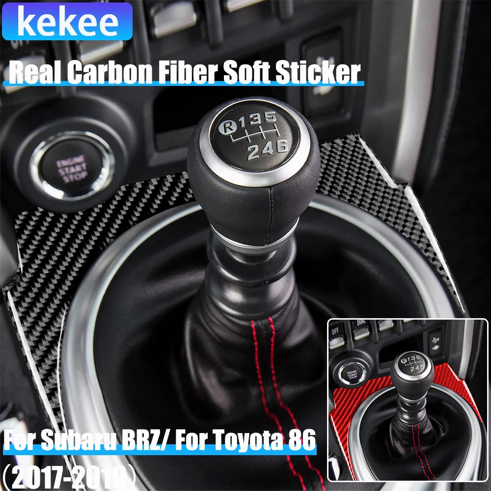

Real Carbon Fiber Car Accessories Gear Shift Panel Decorative Cover Soft Sticker For Subaru BRZ Toyota 86 GT86 2017 2018 2019