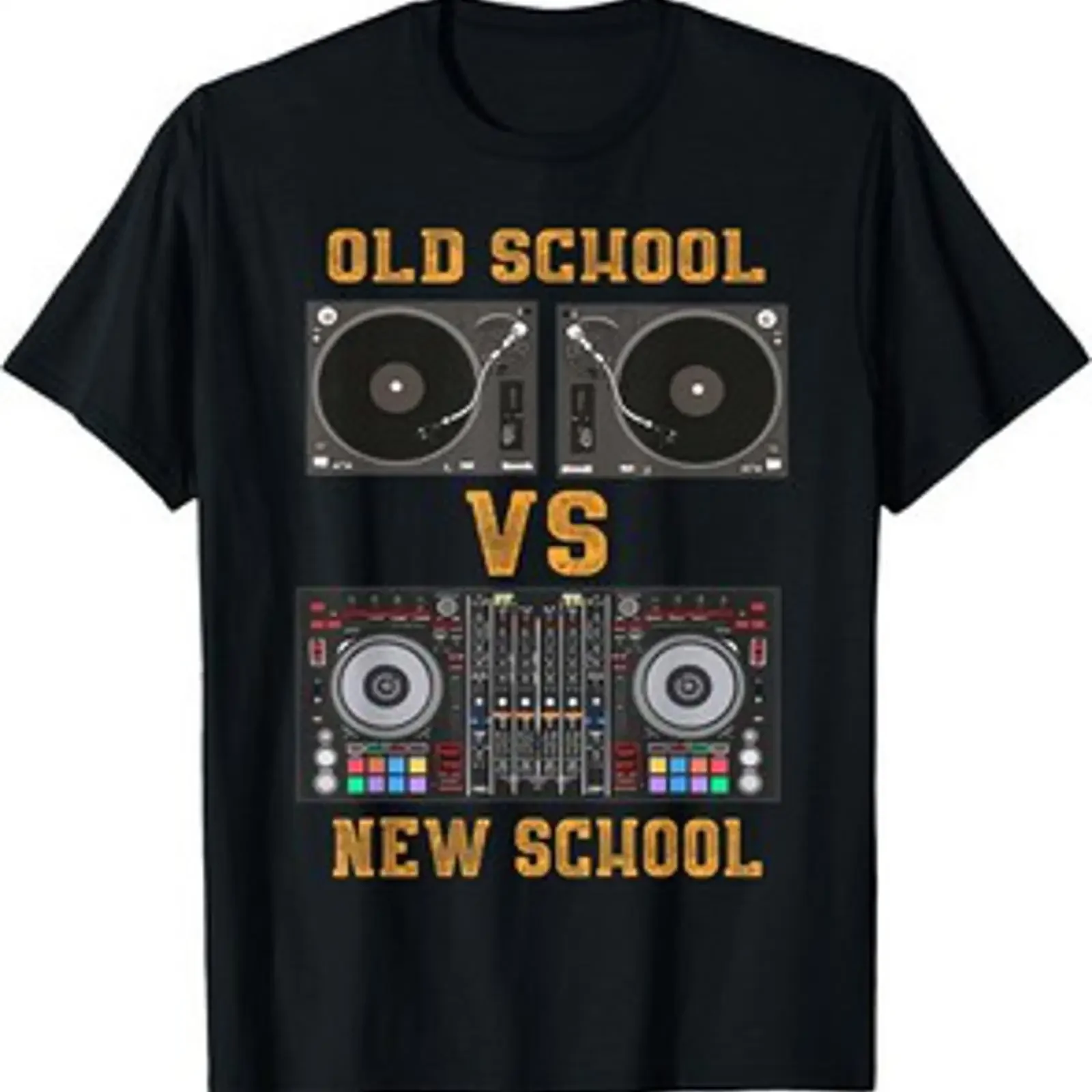 Camiseta vintage de moda con estampado de DJ de la vieja escuela VS Nueva Escuela, regalos para hombres, equipo de mesa, top suave para uso diario