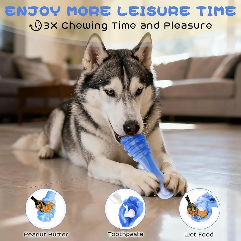 3 عبوات من ألعاب مضغ الكلاب غير القابلة للتدمير، ألعاب متينة بنكهة لحم الخنزير المقدد للمضغ العدوانية بجميع المقاسات #5