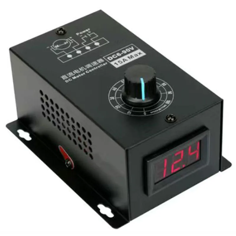 Премиум НОВЫЙ цифровой дисплей 0 ~ 100% Регулируемый DC 6-90 В 15 А Контроллер скорости двигателя постоянного тока ШИМ-модуль 12 В 24 В 48 В 60 В 72 В 902025