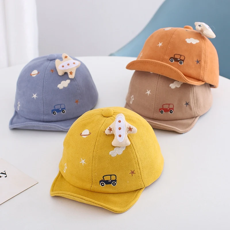 Baby Cute Cartoon Car 3D Plane Sun Caps Newborn Boys Girls Summer Outdoor Sunscreen Peaked Hat Kids Beach Travel Caps