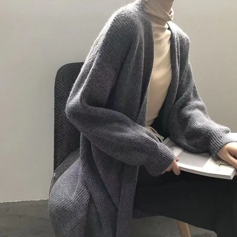 oversized knitted cardigan women sweater Coat Long female Ladies long sleeve korean Casual knitted coat 2023New outfit Plus Size