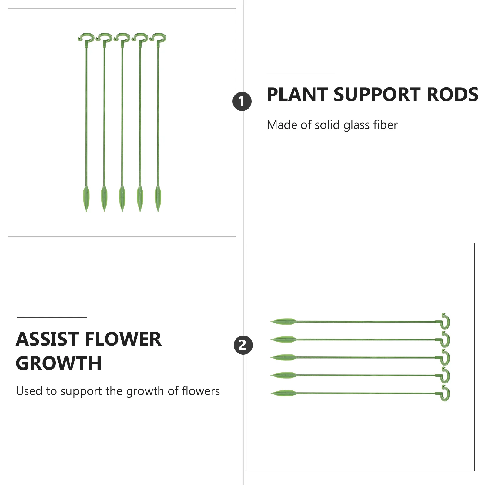 

10pcs Flower Stand Bracket Glass Fiber Potted Plant Support Rod For Indoor Garden Multi-Function Plants Fixed Stand Green
