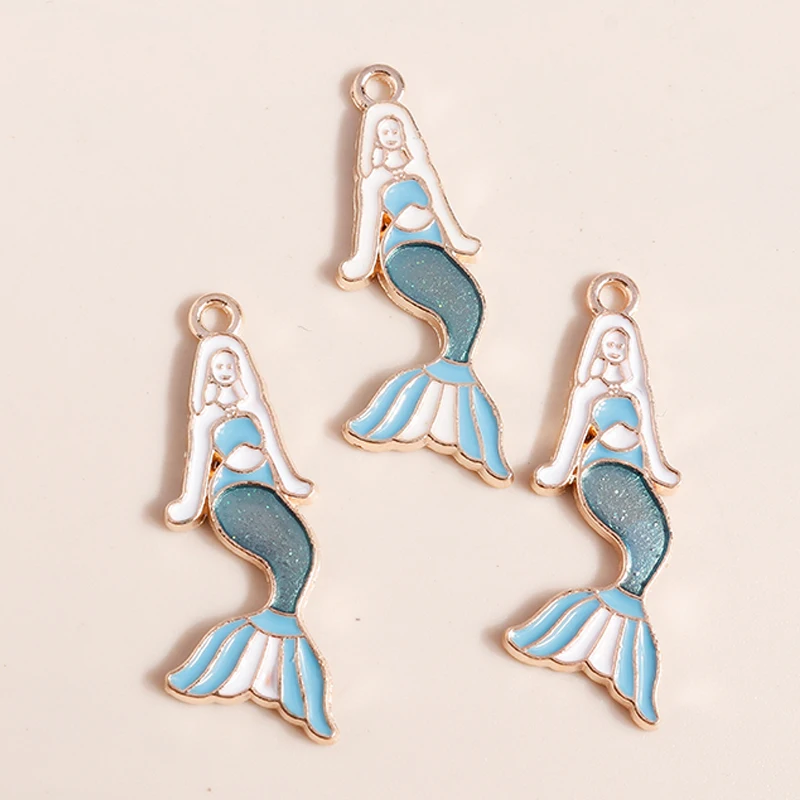 Leslie 10 teile/los Emaille Marine Leben Nette Fischschwanz Meerjungfrau Charms Anhänger für Halskette Ohrringe DIY Schmuck Machen Zubehör – Detail 15