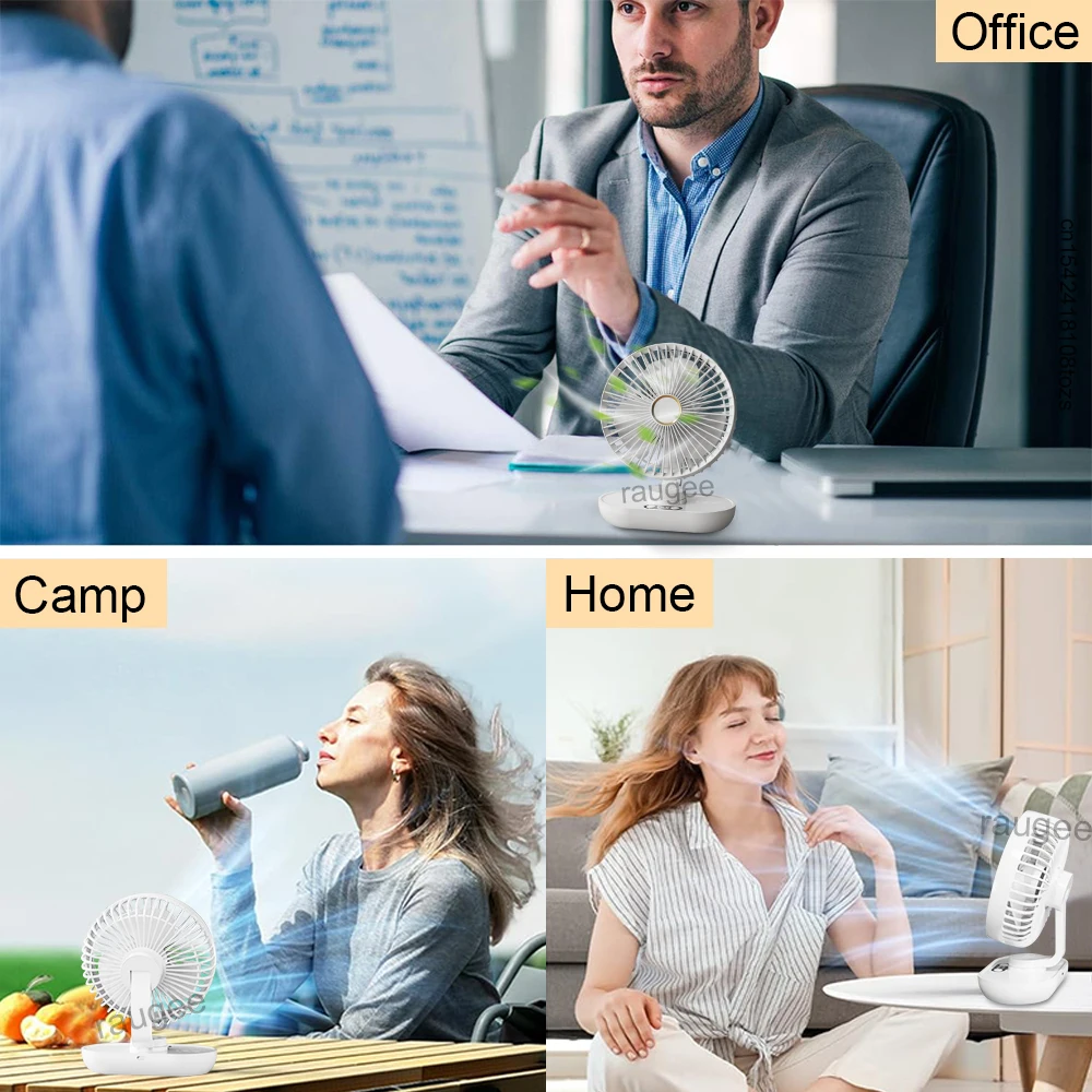 Portable Mini Fan USB Rechargeable Desk Fan 5 Speeds Wireless Electric Fan 90° Adjustable Small Cooling Table Fan for Home