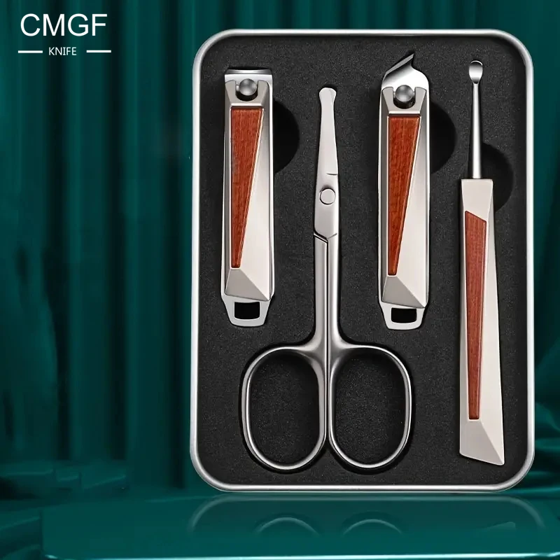 

CMGF 5PCS Stainless Steel Nail Clipper Set Home Nail Scissors Pedicure Tools High Grade Nail Clippers Travel Gift Box