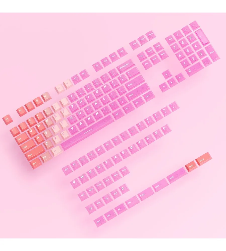Sublimation + PC fog through keycaps Sakura powder gradual change transparent keycaps Original highly customized keycaps