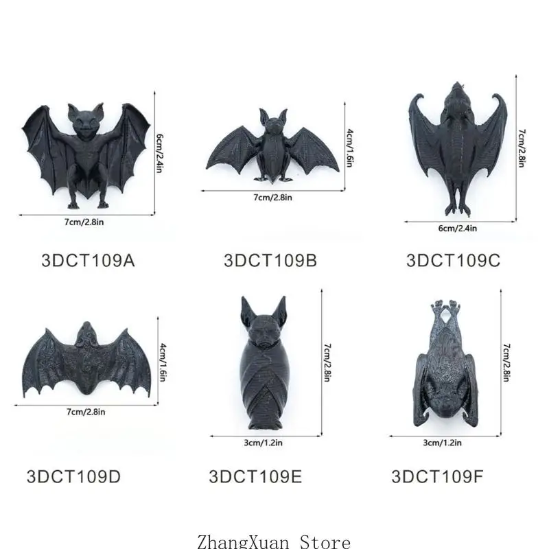 6 Stück Halloween-3D-Fledermaus-Kühlschrankmagnete mit PET-Konstruktion für Kühlschränke, magnetische Whiteboards und – Detail 6