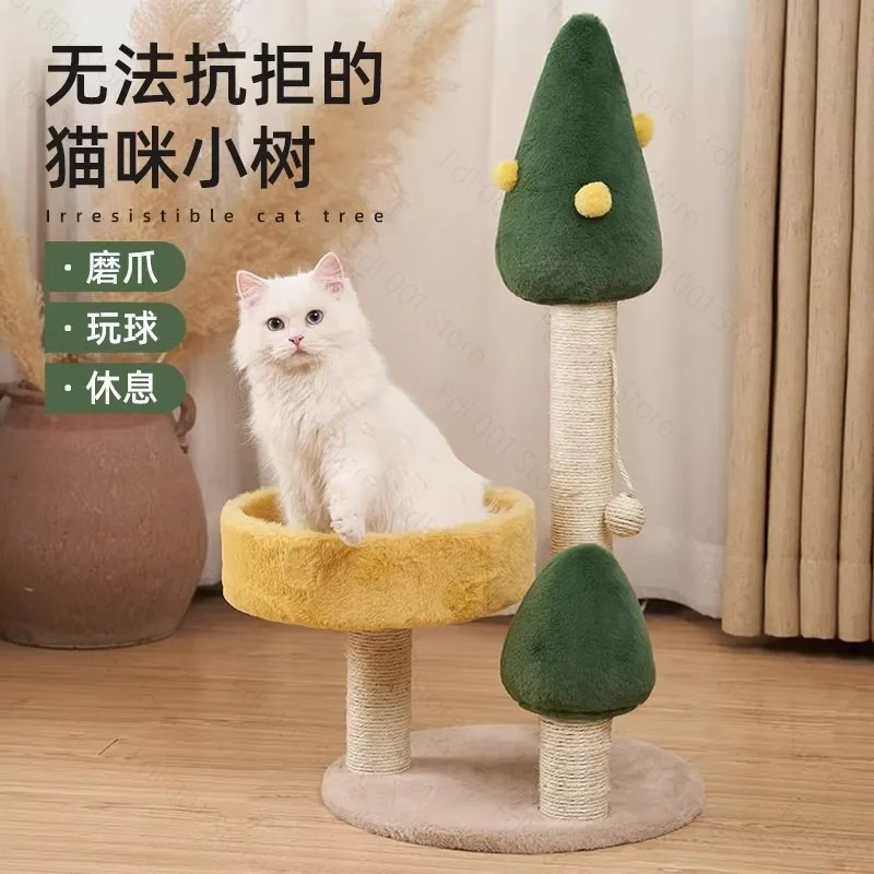 Small Integrated Cat Tree House Space Saving Cat Scratcher Pet Toy For Cats