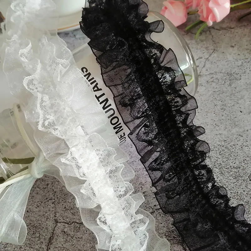 4x100cm Doll Dress Wedding Clothes Lace Fabric Embroidered Ruffle Trim DIY Dress Apparel Collar Sewing Decoration