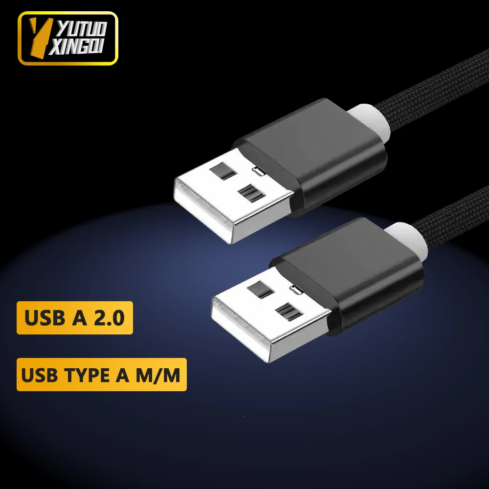 Usb Type A 2.0 Male To Male Data Cable Braided Double Male Data Cable Computer Laptop Hard Disk Double Male Cable Gold Silver