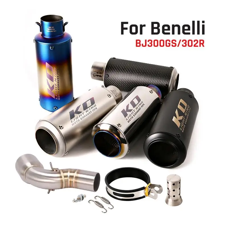 

51MM For Benelli BJ300GS 302R Motorcycle Mid Exhaust Link Pipe Escape Muffler Tube Slip On Removable DB Killer