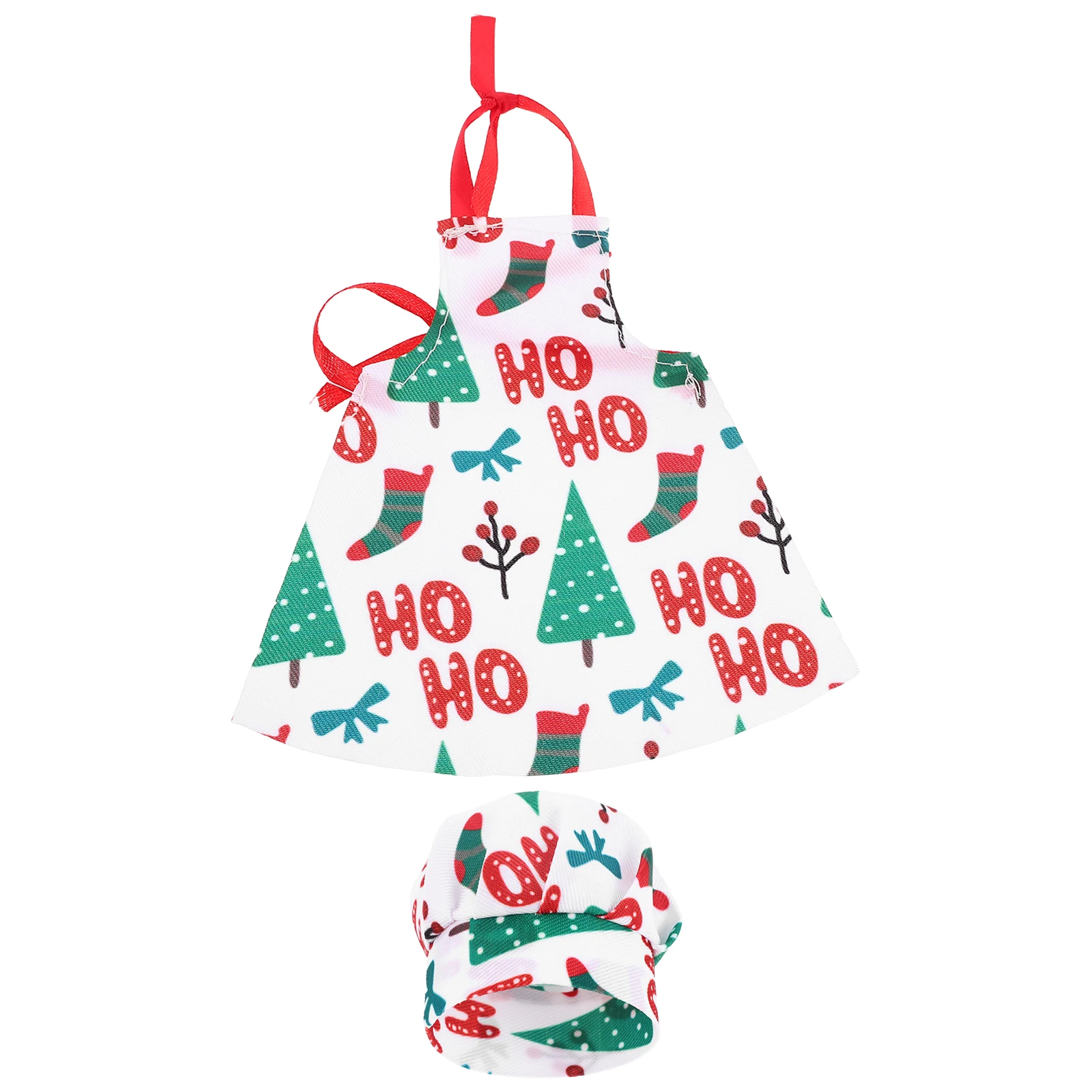 

1 set 1 Set Christmas Chef Hat Apron Bjd Dress Up Kitchen Cooking Costume For Kids Pretend Play Holiday Tree Pattern