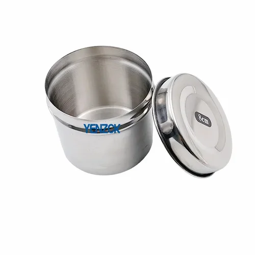 Imagen 2 del producto Contenedor de bolas de algodón Dental de acero inoxidable, tanque de rollo de algodón de 8CM para tatuaje cosmético quirúrgico, 1 ud.