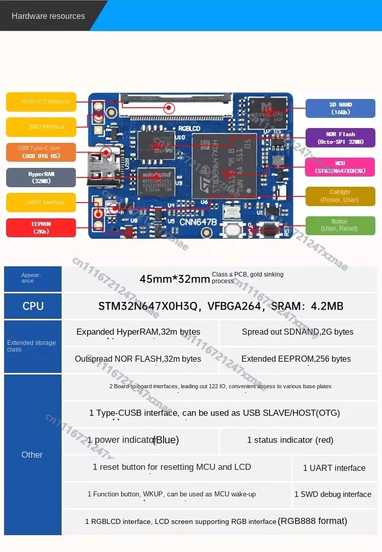 AI Development Platform for Embedded Learning，STM32N647 Core Board, 800MHz Cortex-M55, Neural-ART NPU 600GOPS, 4.2MB SRAM
