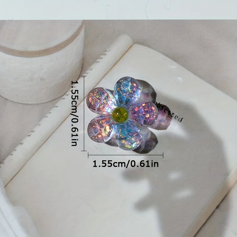 8pcs Colorful Gradient Sequin Five-Petal Flower Refrigerator Magnets - Cartoon Magnetic Blackboard Decorative Stickers