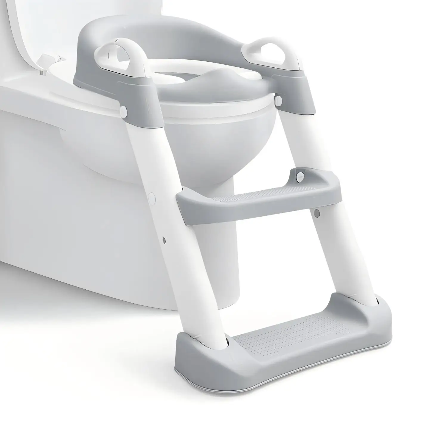 Kids Potty Training Seat with Steps,Adjustable Toddlers Toilet Training,Ladder Seat, Foldable,Anti-slip,Children,Grey