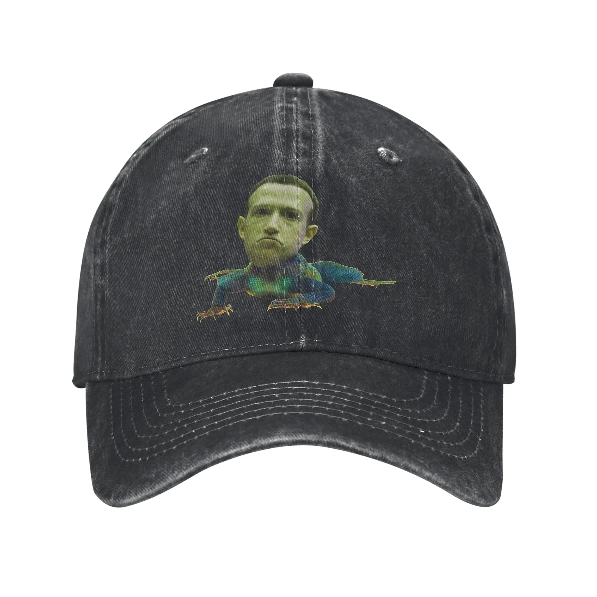 Men Women Mark Zuckerberg Is A Lizard Printed Hat Classic Distressed Denim Washed  Baseball Cap Adjustable