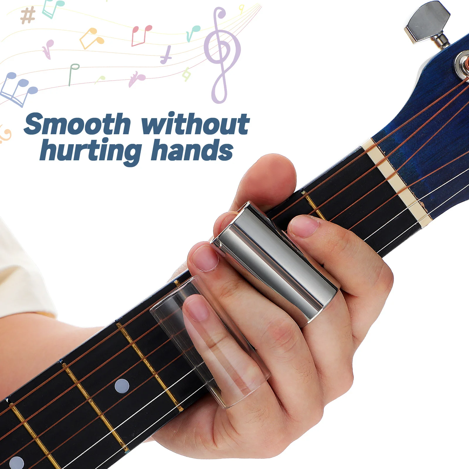 2 قطعة 51 مللي متر الزجاج الفولاذ المقاوم للصدأ الغيتار الشريحة 2 أنواع وظائف متفوقة الحفاظ على واضح مشرق الصوت الغيتار الشريحة