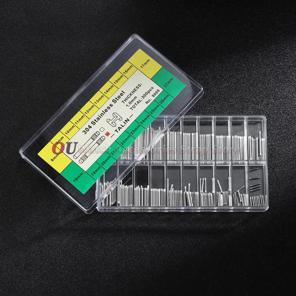 300pcs Watch Band Split Pins With Box 0.9/1.0/1.2mm Stainless Steel Watch Bracelet Strap Two-sided Link Pins Watch Repair Tools