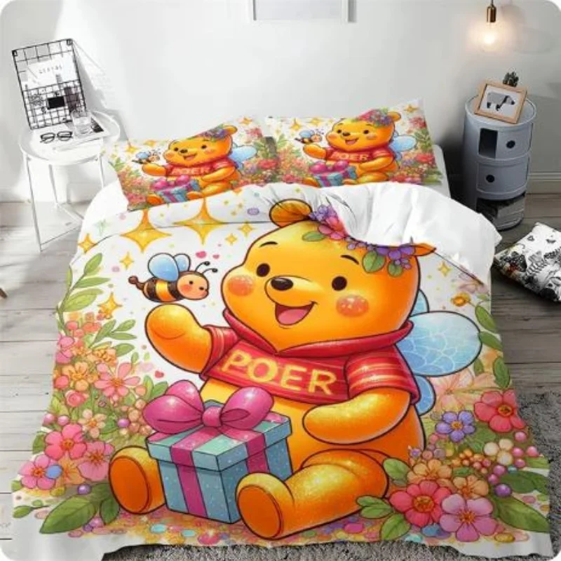 

Disney cartoon character Winnie the Pooh Piggy bedding bedroom two-piece set, duvet cover pillowcase 3D digital print cute